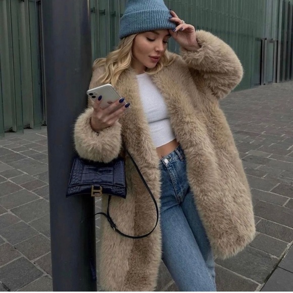 Mango Fur Effect Coat - Picture 7 of 13